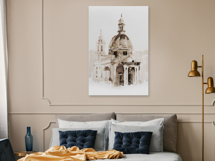 Canvas Art Print Architecture of Rome - Capital of Italy Painted With Watercolor in Sepia 149832 additionalImage 3