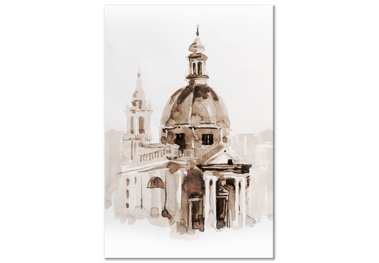 Canvas Art Print Architecture of Rome - Capital of Italy Painted With Watercolor in Sepia 149832