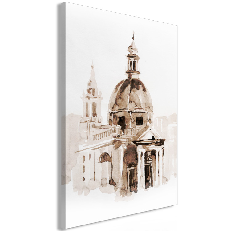 Canvas Art Print Architecture of Rome - Capital of Italy Painted With Watercolor in Sepia 149832 additionalImage 2