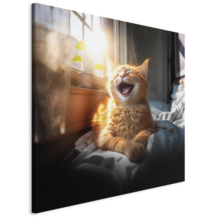 Canvas AI Maine Coon Cat - Ginger Happy Animal in the Sunshine - Square 150232 additionalImage 2