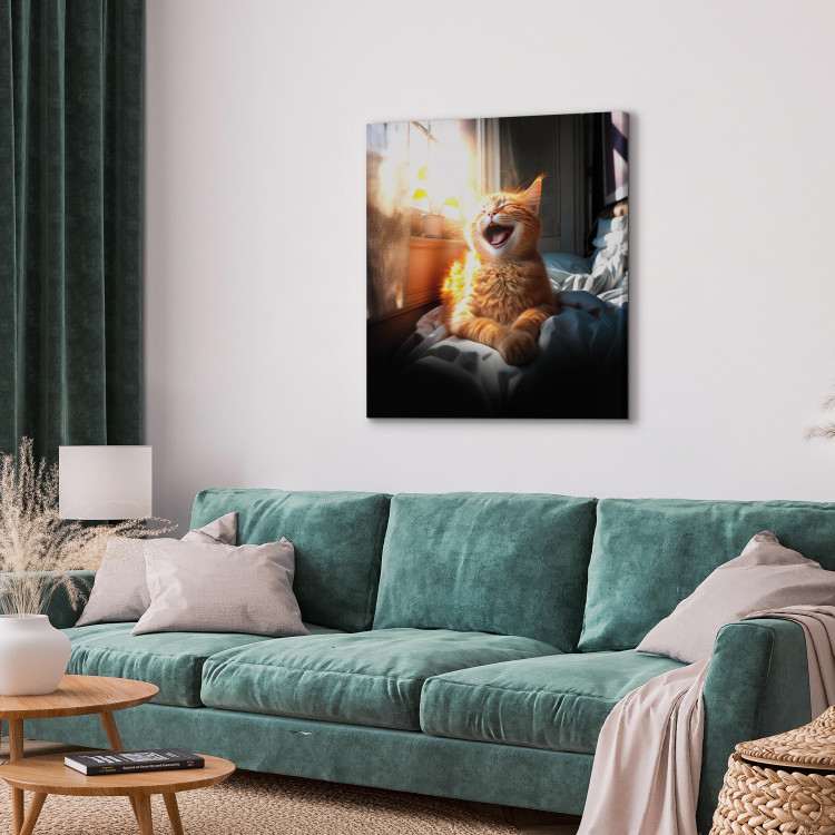 Canvas AI Maine Coon Cat - Ginger Happy Animal in the Sunshine - Square 150232 additionalImage 4