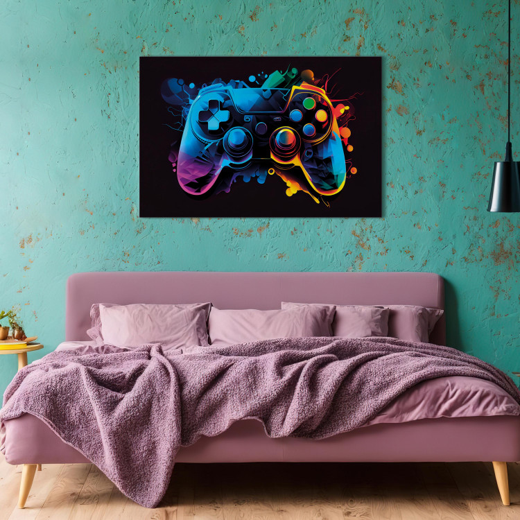 Canvas Print Colorful Gameplay - Game Controller in Multi-Colored Backlight 150632 additionalImage 5