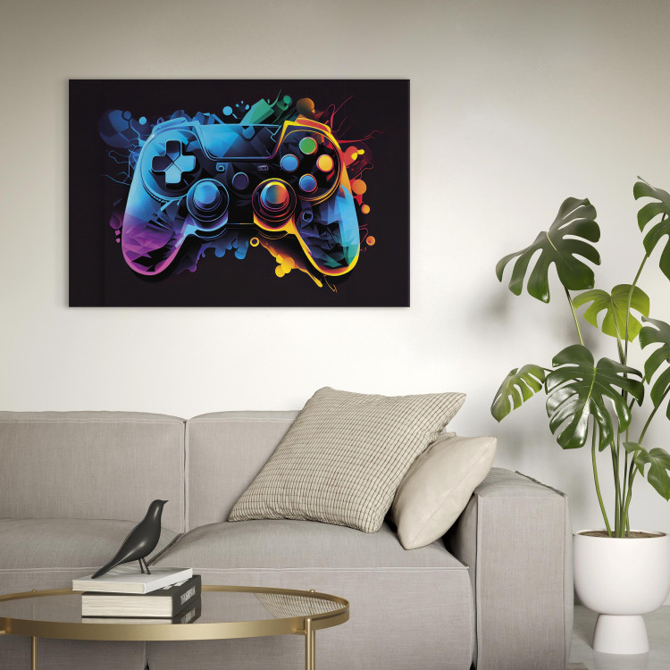 Canvas Print Colorful Gameplay - Game Controller in Multi-Colored Backlight 150632 additionalImage 3