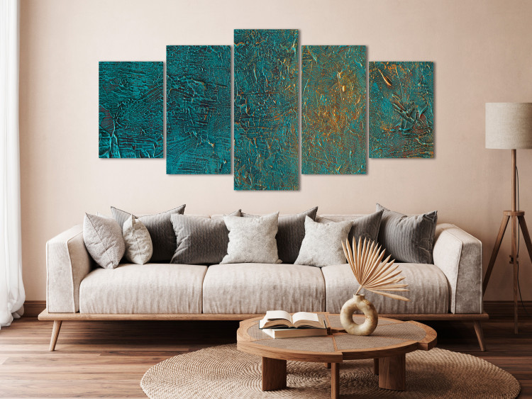 Canvas Art Print Azure Mirror - Dark Green Abstraction With Bright Accents 151432 additionalImage 3
