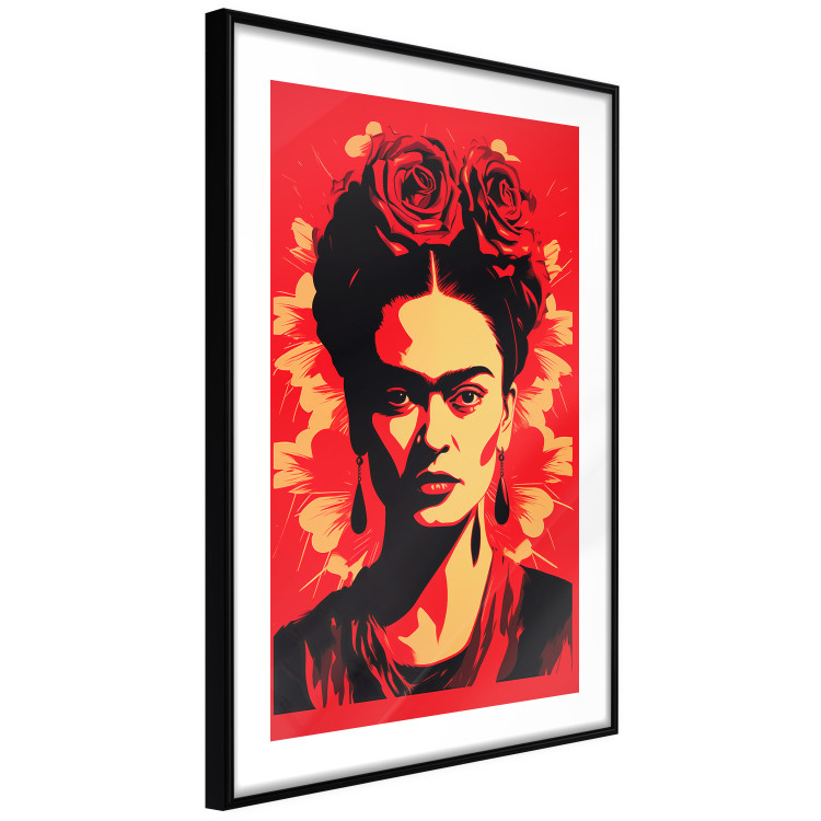 Wall Poster Portrait of Frida - A Poster-Like Representation of the Painter on a Red Background 152232 additionalImage 7