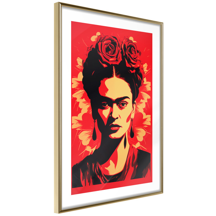 Wall Poster Portrait of Frida - A Poster-Like Representation of the Painter on a Red Background 152232 additionalImage 8
