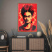 Wall Poster Portrait of Frida - A Poster-Like Representation of the Painter on a Red Background 152232 additionalThumb 2