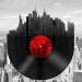 Wall Mural Music of New York - Vinyl Record against the Grayscale Architecture Background 61632 additionalThumb 1