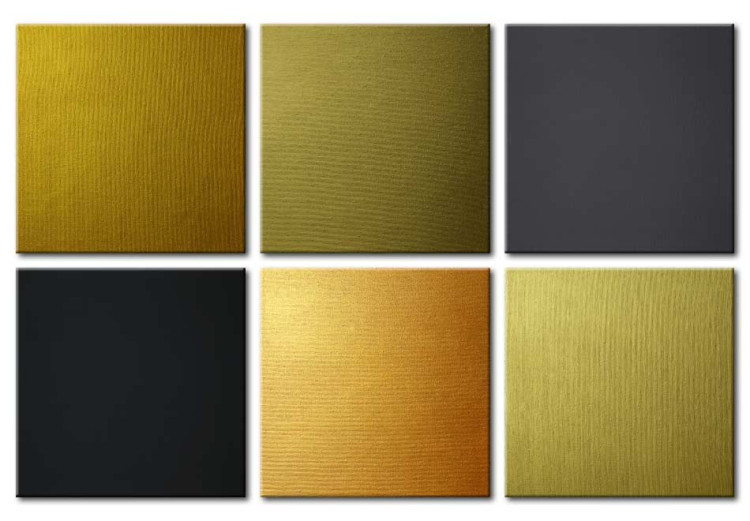 Canvas Art Print Square Arrangement (6-piece) - Six Geometric Figures in Gold 93932