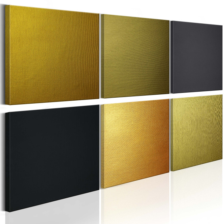 Canvas Art Print Square Arrangement (6-piece) - Six Geometric Figures in Gold 93932 additionalImage 2