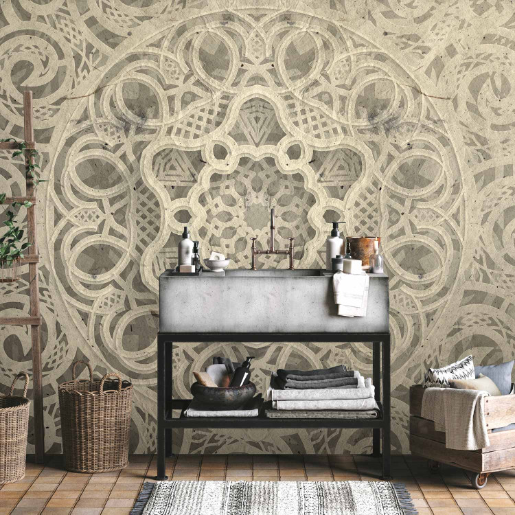 Photo Wallpaper Song of delicacy - beige mandala-type ornaments on a grey background 94932 additionalImage 8