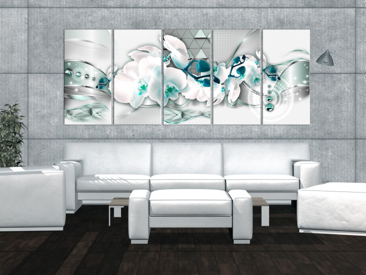 Canvas Print Orchids and Abstraction (5-piece) - Plant Composition in Orchids 105042 additionalImage 3