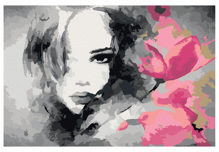 Paint by number Black & White Portrait With A Pink Flower 107142 additionalImage 6