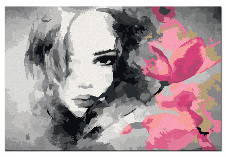 Paint by number Black & White Portrait With A Pink Flower 107142 additionalImage 6