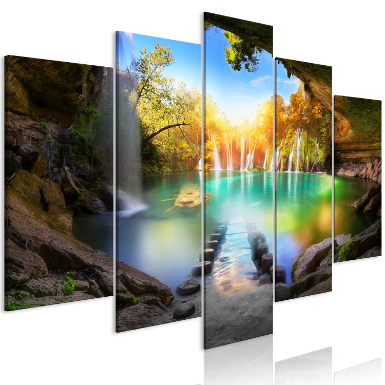 Canvas Art Print Turquoise Lake (5 Parts) Wide 108442 additionalImage 2