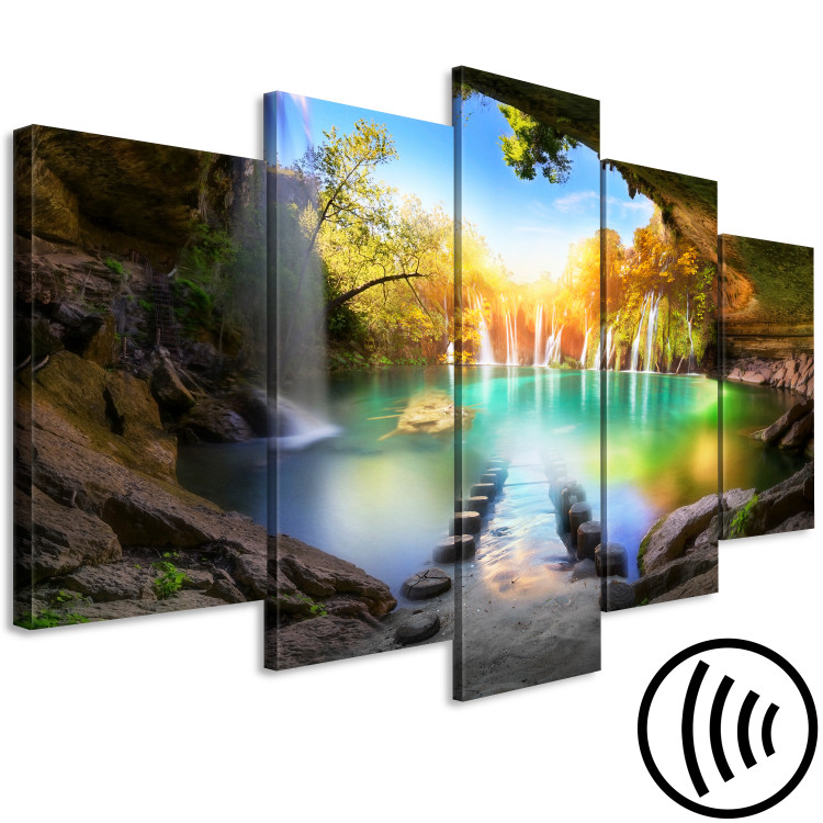 Canvas Art Print Turquoise Lake (5 Parts) Wide 108442 additionalImage 6