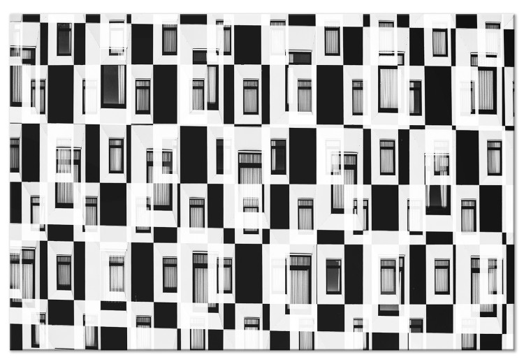 Canvas Art Print Through the Window of Abstraction (1-part) - World in Black and White Frames 115142