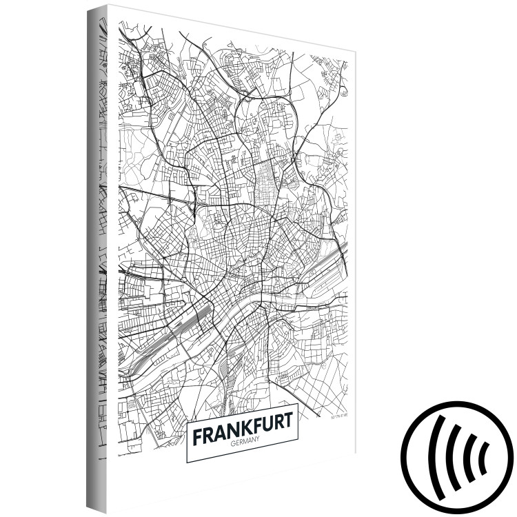 Canvas Art Print Frankfurt streets - black and white linear map of the German city 116342 additionalImage 6