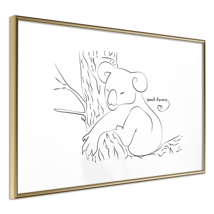 Wall Poster Sleeping Koala - black and white line art with a koala and English text 117542 additionalImage 8