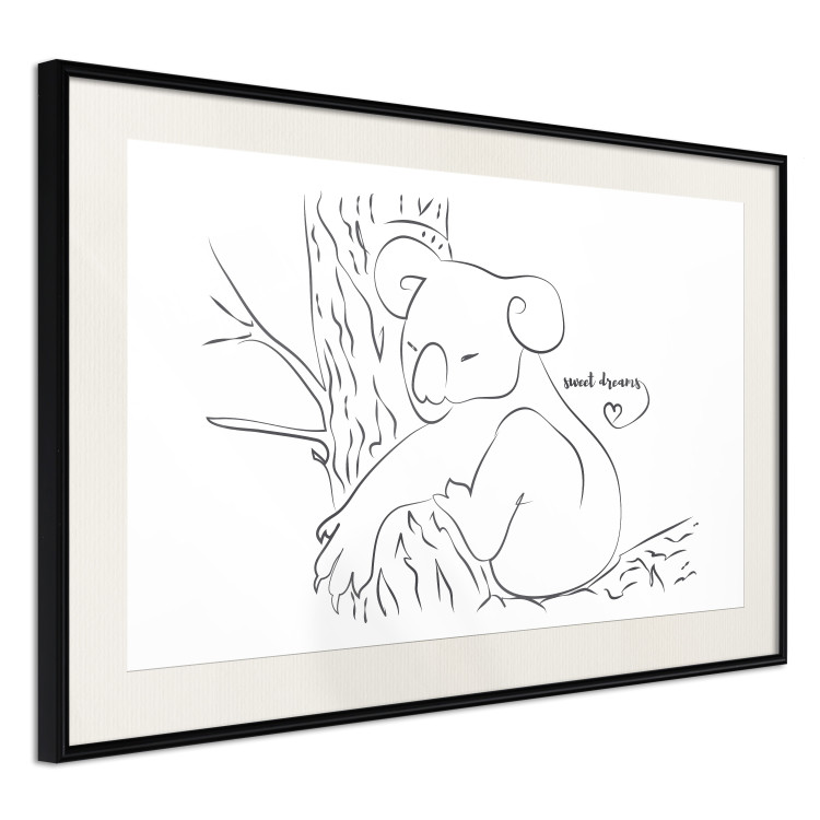 Wall Poster Sleeping Koala - black and white line art with a koala and English text 117542 additionalImage 3