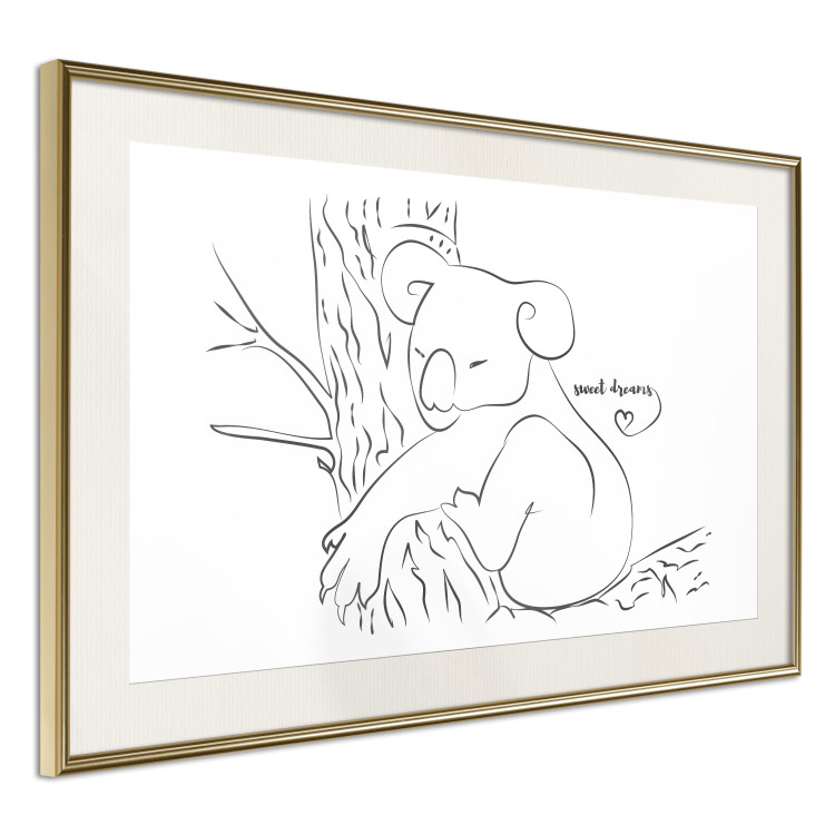 Wall Poster Sleeping Koala - black and white line art with a koala and English text 117542 additionalImage 2