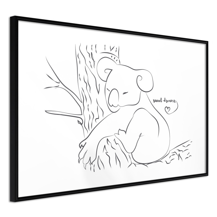Wall Poster Sleeping Koala - black and white line art with a koala and English text 117542 additionalImage 12