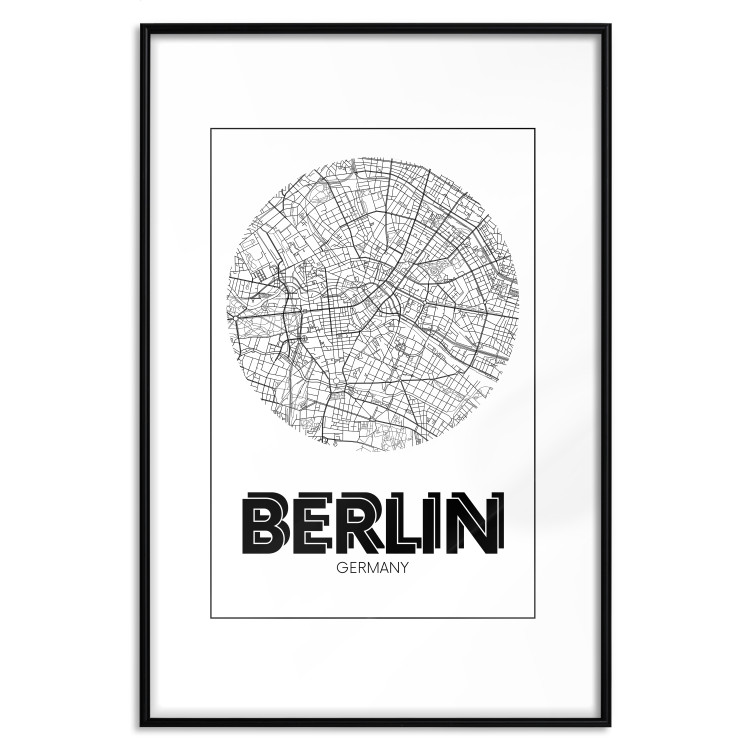 Wall Poster Retro Berlin - black and white map of the capital of Germany with English texts 118442 additionalImage 15