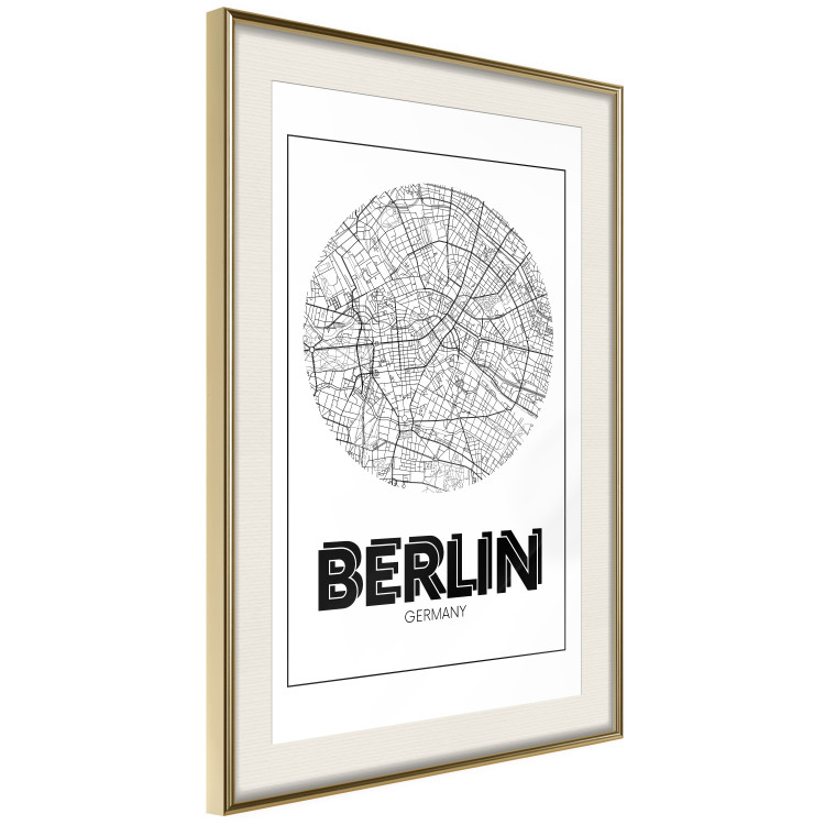 Wall Poster Retro Berlin - black and white map of the capital of Germany with English texts 118442 additionalImage 2