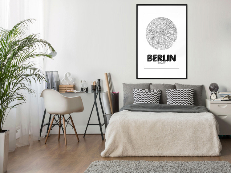 Wall Poster Retro Berlin - black and white map of the capital of Germany with English texts 118442 additionalImage 6