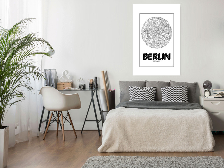 Wall Poster Retro Berlin - black and white map of the capital of Germany with English texts 118442 additionalImage 4
