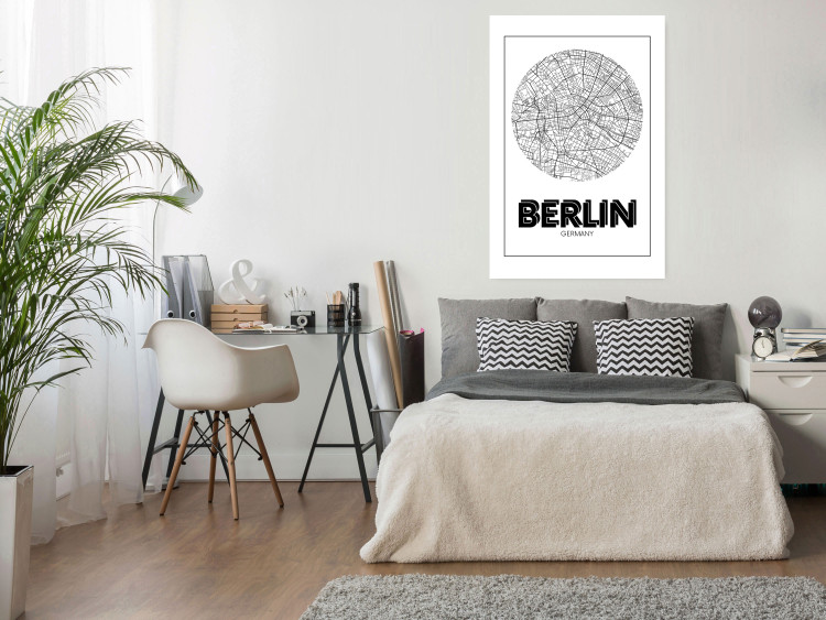Wall Poster Retro Berlin - black and white map of the capital of Germany with English texts 118442 additionalImage 23
