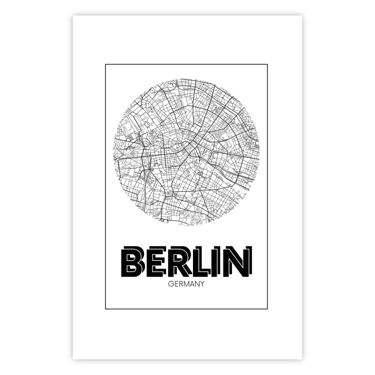 Wall Poster Retro Berlin - black and white map of the capital of Germany with English texts 118442 additionalImage 19