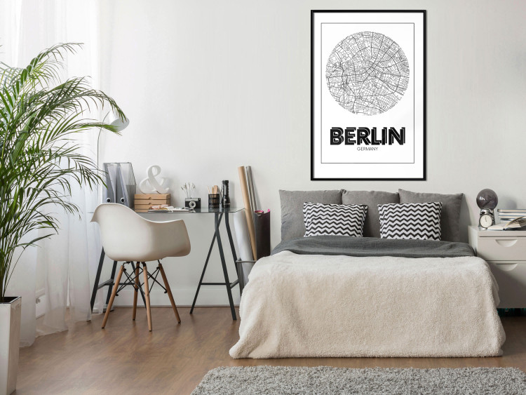Wall Poster Retro Berlin - black and white map of the capital of Germany with English texts 118442 additionalImage 3