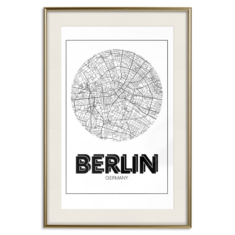 Wall Poster Retro Berlin - black and white map of the capital of Germany with English texts 118442 additionalImage 19