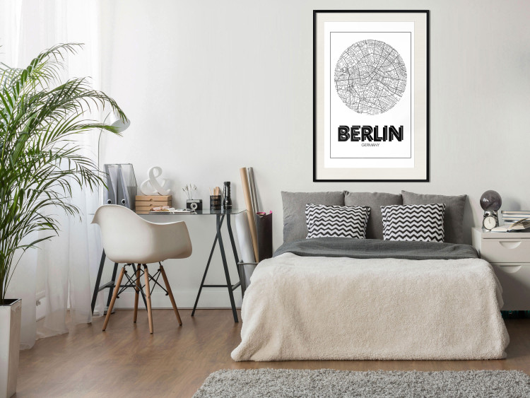 Wall Poster Retro Berlin - black and white map of the capital of Germany with English texts 118442 additionalImage 22