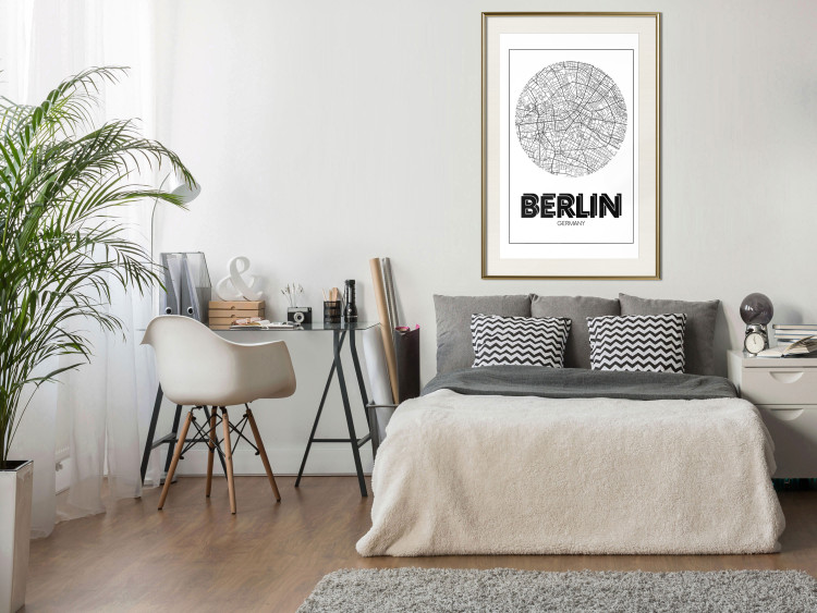 Wall Poster Retro Berlin - black and white map of the capital of Germany with English texts 118442 additionalImage 21