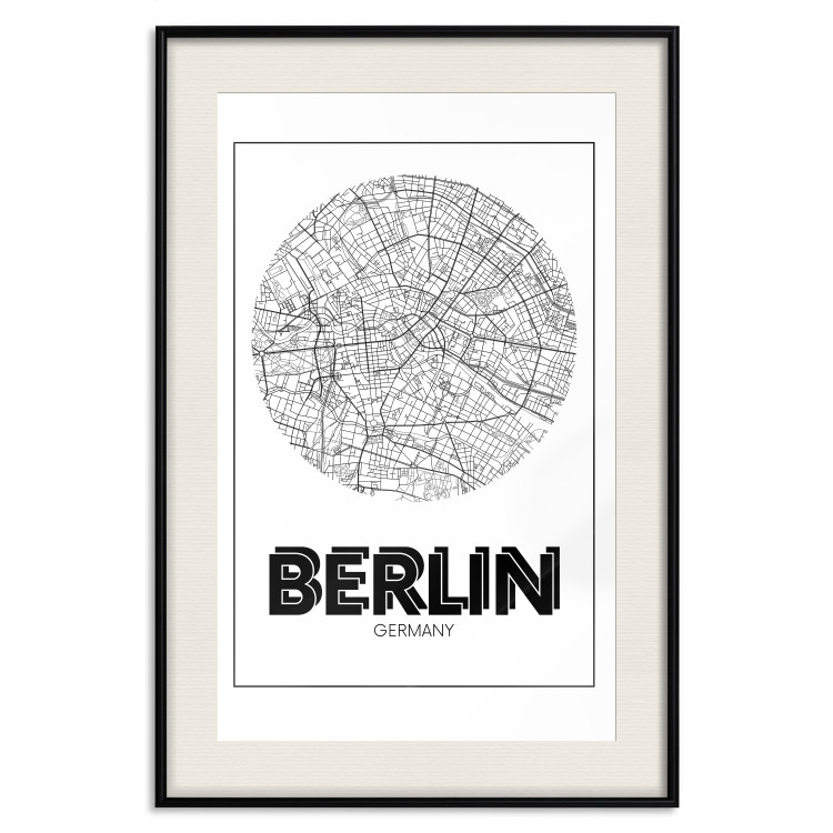Wall Poster Retro Berlin - black and white map of the capital of Germany with English texts 118442 additionalImage 18