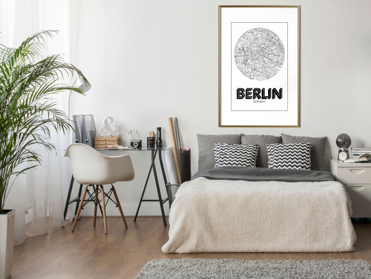 Wall Poster Retro Berlin - black and white map of the capital of Germany with English texts 118442 additionalImage 13