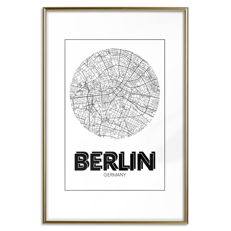 Wall Poster Retro Berlin - black and white map of the capital of Germany with English texts 118442 additionalImage 14