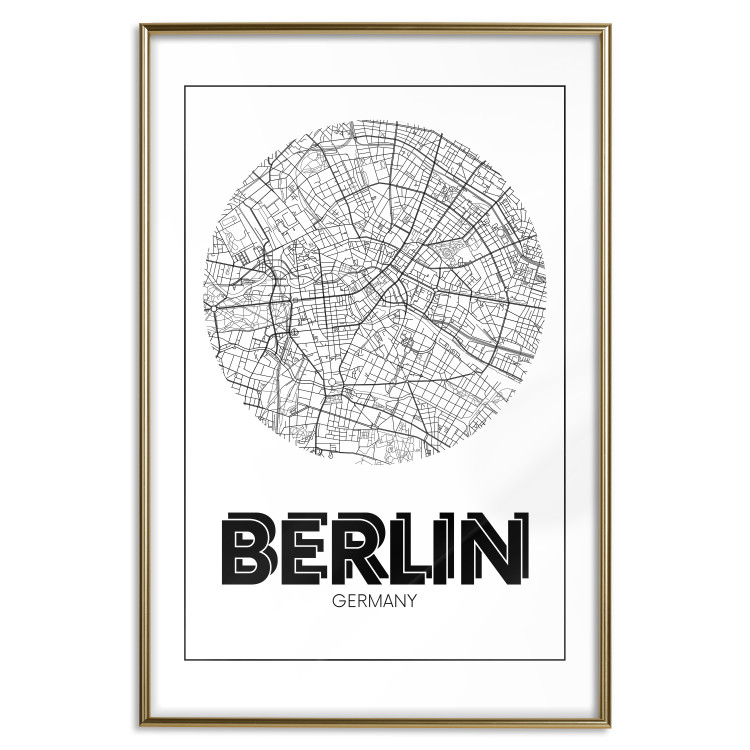 Wall Poster Retro Berlin - black and white map of the capital of Germany with English texts 118442 additionalImage 20