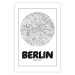 Wall Poster Retro Berlin - black and white map of the capital of Germany with English texts 118442