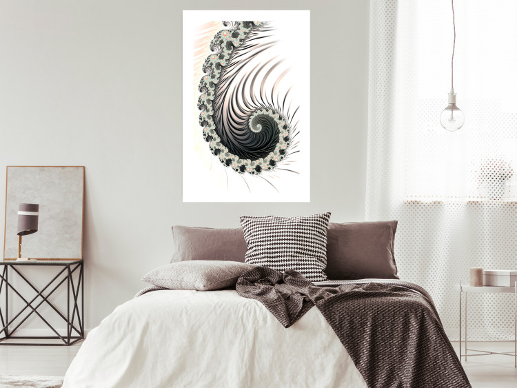 Poster Ecstasy - abstract wave pattern with lashes creating a vortex on a white background 122742 additionalImage 2