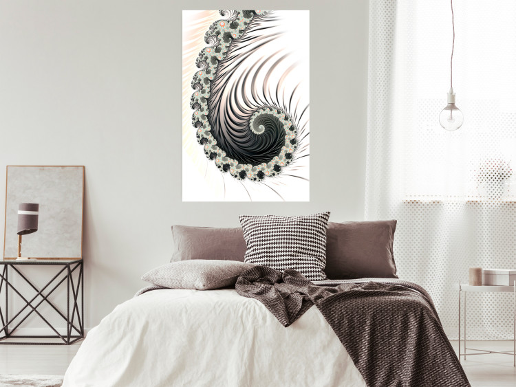 Poster Ecstasy - abstract wave pattern with lashes creating a vortex on a white background 122742 additionalImage 17
