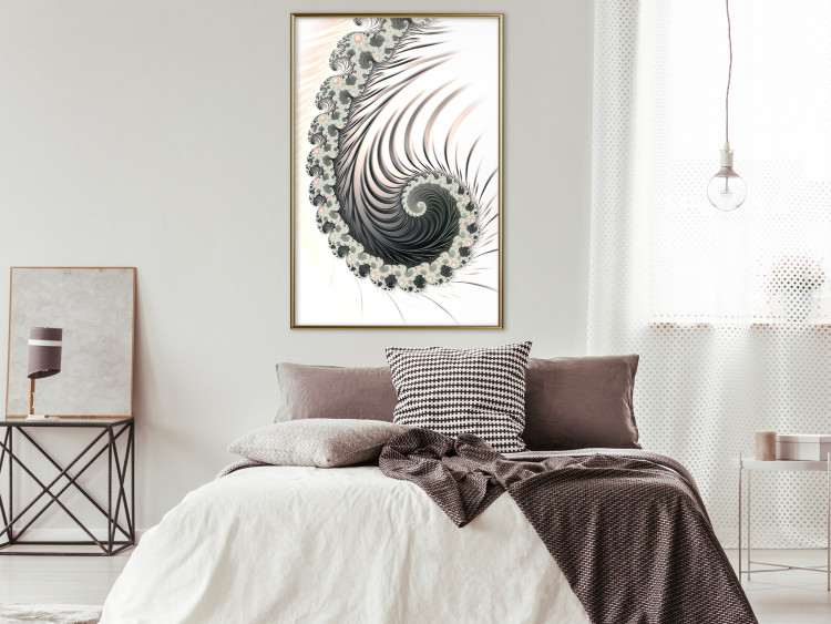 Poster Ecstasy - abstract wave pattern with lashes creating a vortex on a white background 122742 additionalImage 5