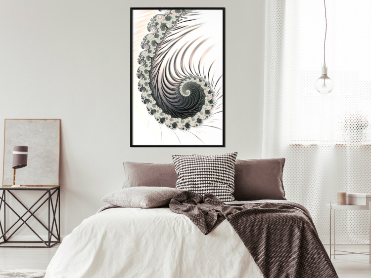 Poster Ecstasy - abstract wave pattern with lashes creating a vortex on a white background 122742 additionalImage 3