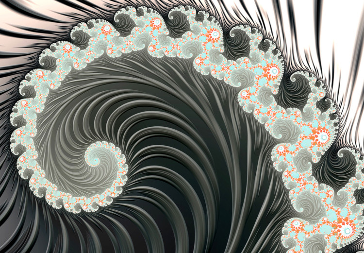 Poster Ecstasy - abstract wave pattern with lashes creating a vortex on a white background 122742 additionalImage 9