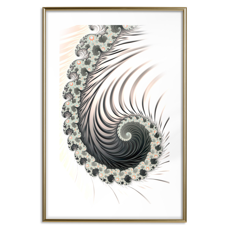 Poster Ecstasy - abstract wave pattern with lashes creating a vortex on a white background 122742 additionalImage 14