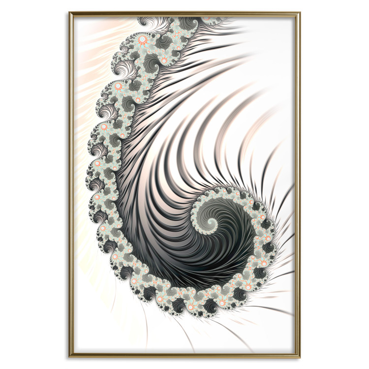 Poster Ecstasy - abstract wave pattern with lashes creating a vortex on a white background 122742 additionalImage 16
