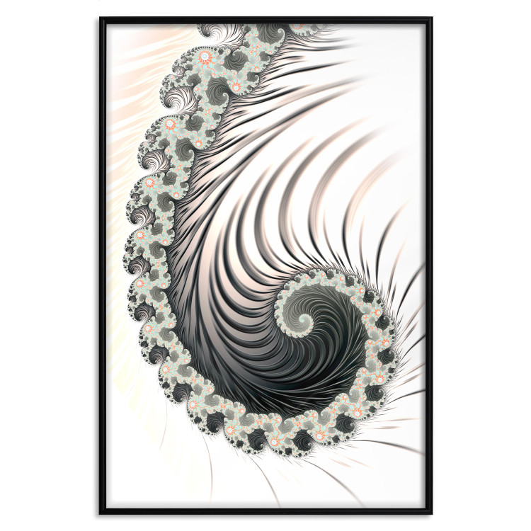 Poster Ecstasy - abstract wave pattern with lashes creating a vortex on a white background 122742 additionalImage 18