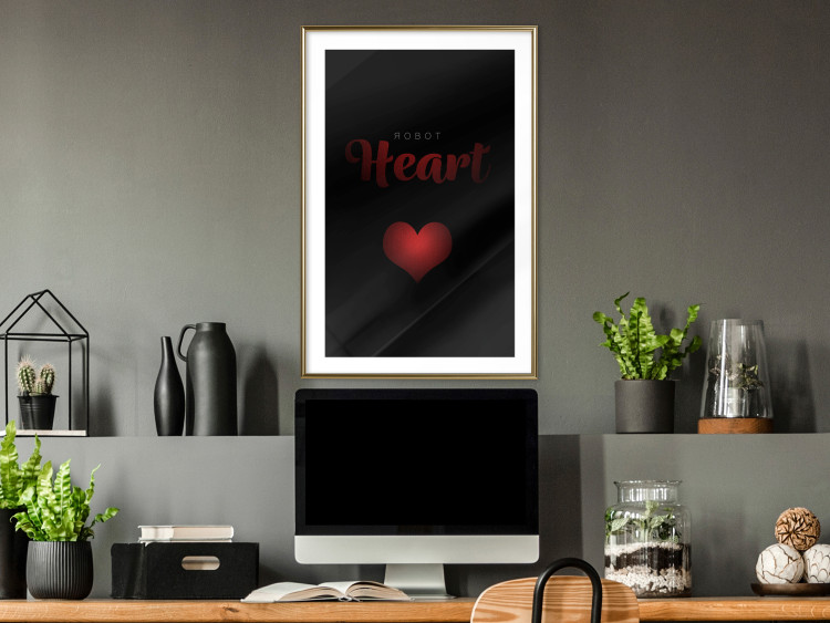 Poster Robot Heart - English texts with a red heart on a black background 122942 additionalImage 13